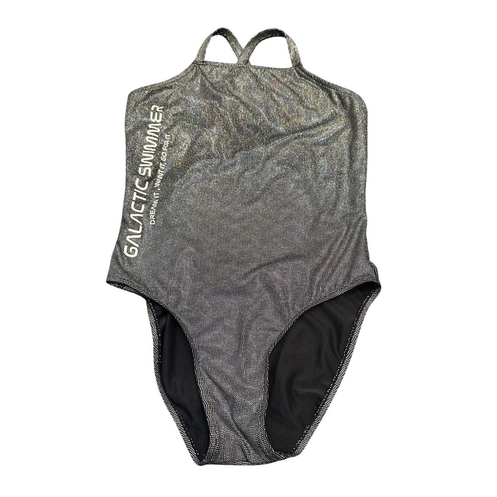 Zara Black Metallic Youth Girl Swim Suit One‎ Piece Size 11-12